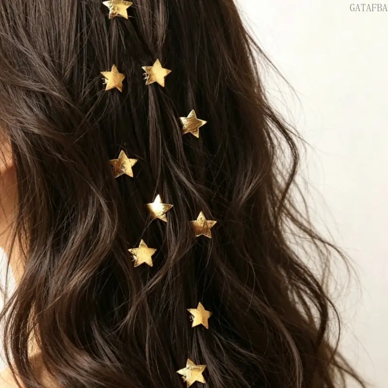 Light Brushed Metal Star Hair Clips Minimalist Sweet Cool Hair Accessories For Daily Matching
