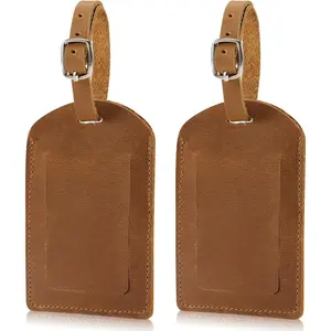 Genuine Leather Luggage Tag for Suitcases ID Tags Bag Tags for Luggage (2 Pack).