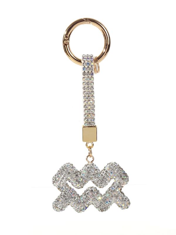 12 Zodiac Silver Color Pendant Keychain, Fashionable Valentine's Day Bag Accessory, Unique Design for Daily Use, Perfect Gift for Women and Girls