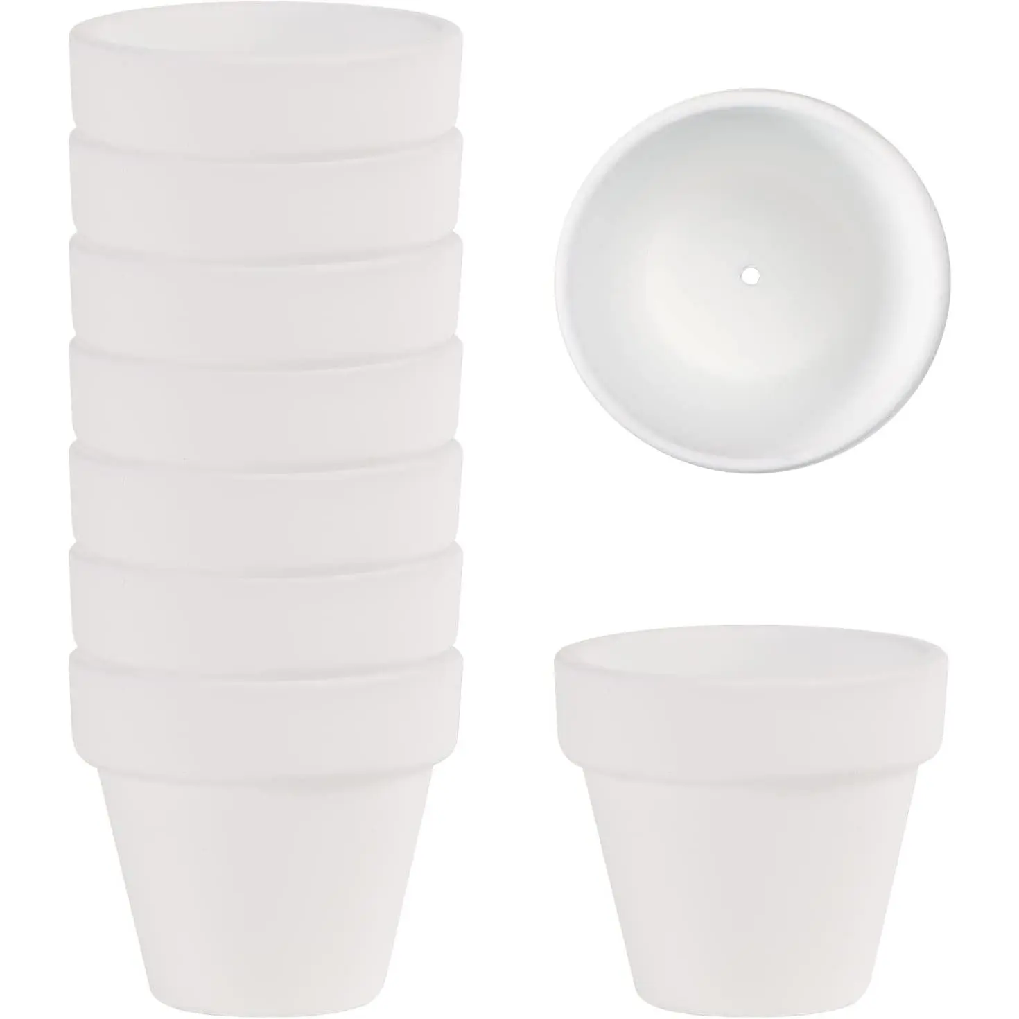 9 count Small Mini White Clay Pots 2.1'' Terracotta Pot Clay Ceramic Pottery Planter Cactus Flower Pots Succulent  Pots-  for Window Boxes, Cactus, , Crafts, Wedding Favors