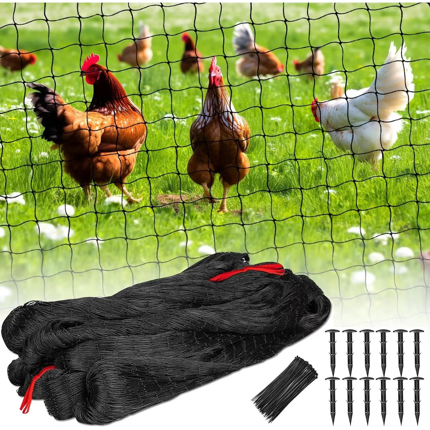 BSTPCOO 2.4" Mesh Bird Netting for Chicken Coop 50'x50', Poultry Netting