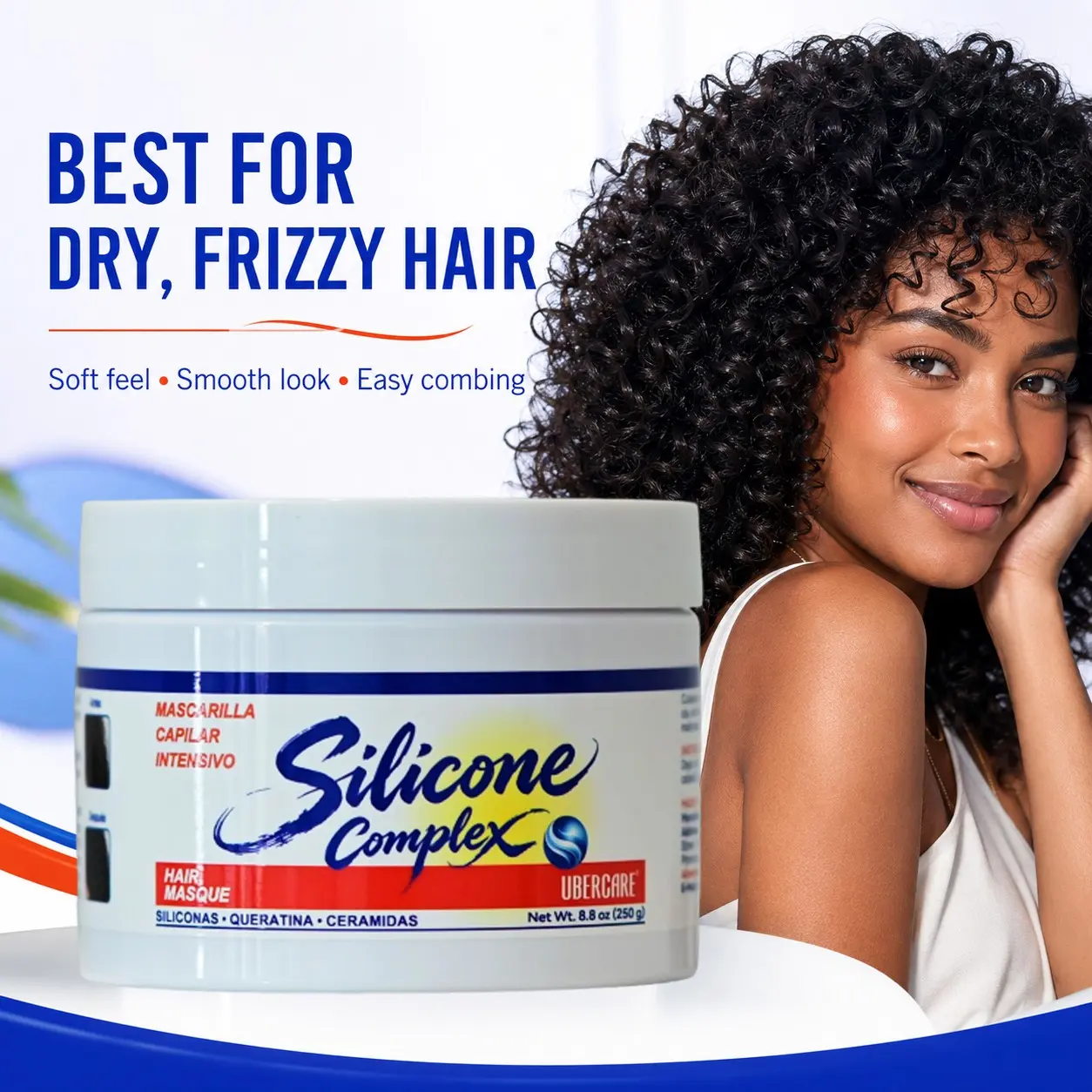 Keratin Deep Conditioning Hair Mask for Dry Frizzy Hair, Smoothing Detangling Conditioner for Curly, Coarse & Textured Hair, Adds Shine and Softness, Wash Day Hair Care, Intensive Haircare, 8.8 oz