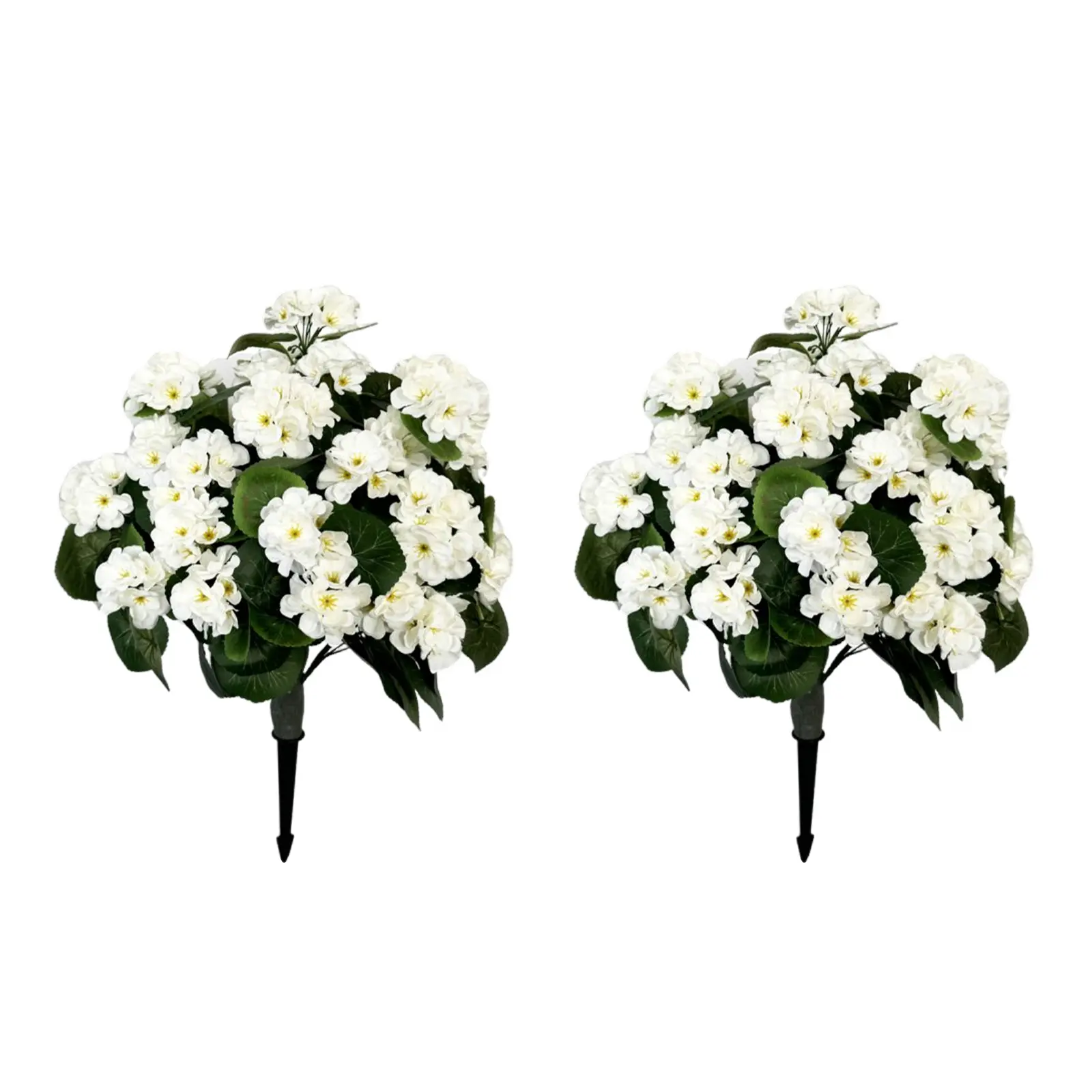 2-Pack 26-Inch Artificial Begonia Flower Ground Stake Trees Set, Silk & Plastic Decorative Plants for Entryway, Available in Red, Pink, White