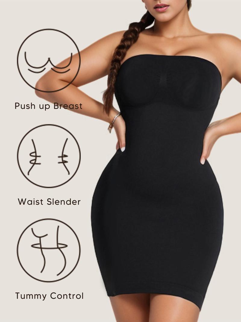 Women's seamless tummy tuck bustier body shaping fashion dress suitable for daily wear Strapless Shapewear Slips for Tummy Control Women’s Full Slip Under Dresses Body Shaper Seamless Womenswear Compression