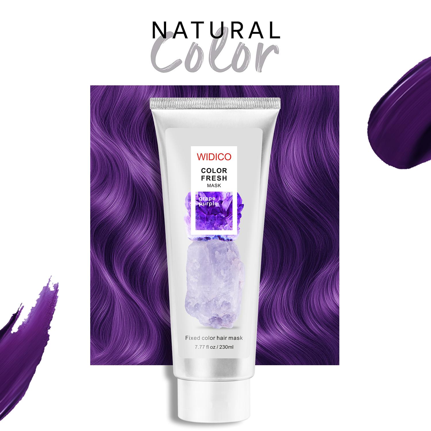 230ml, purple color-enhancing hair mask, conditioner, specially designed for dyed hair, quickly repairs faded hair, and fixes dryness, breakage and split ends caused by hair dyeing. Plant-based formula, non-irritating, suitable for all hair types
