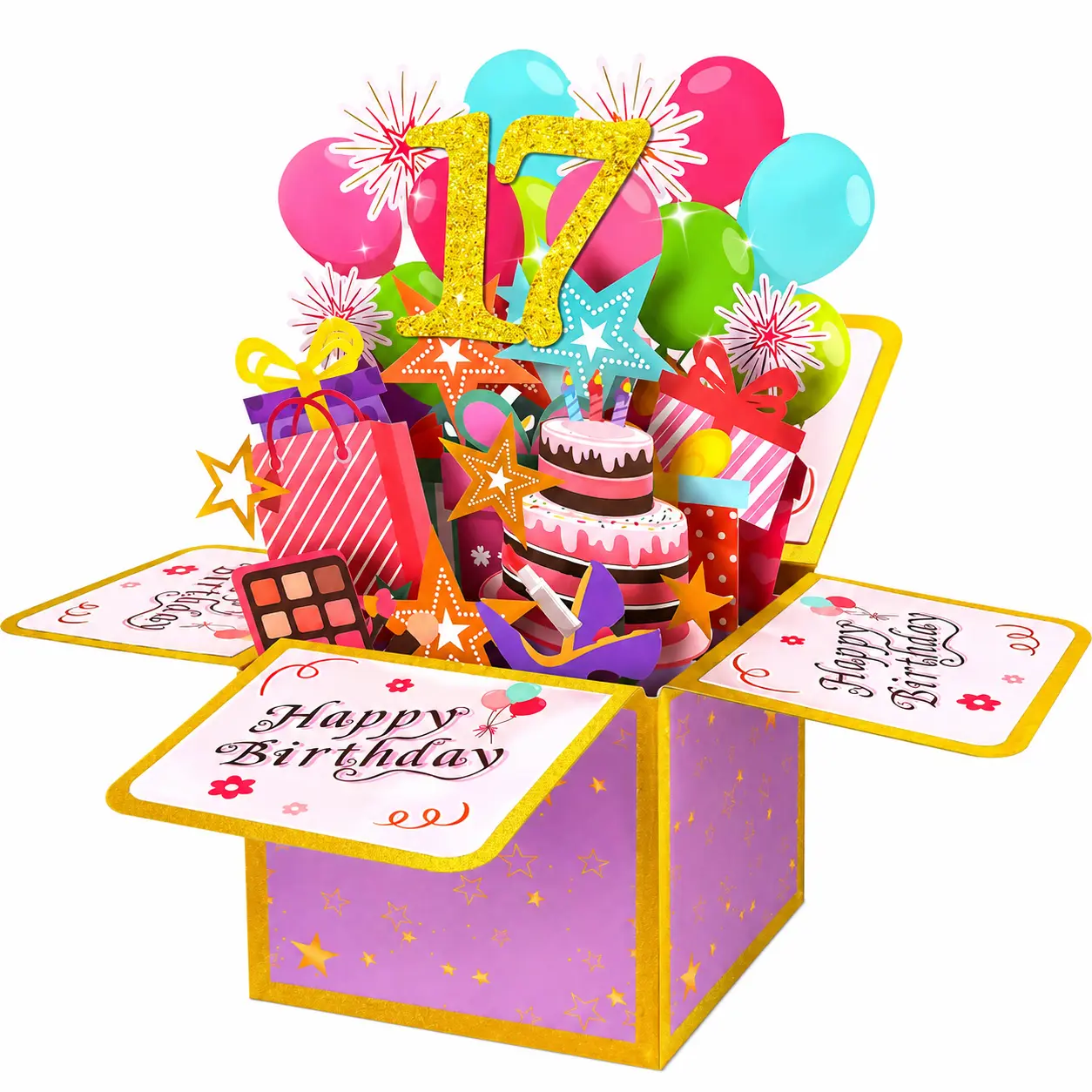 Premium 3D Pop-Up Birthday Greeting Card - Elegant Design, Interactive Layered Sticker, Celebratory Age-Specific Message, Handcrafted Office Stationery for Teens, Interactive Gift for Personalized Well-Wishes
