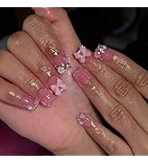 Red Press on Nails Short - Square Fake Nails with Leopard Print Design - French Tip False Nails Press ons - for Women Christmas Manicure 24Pcs