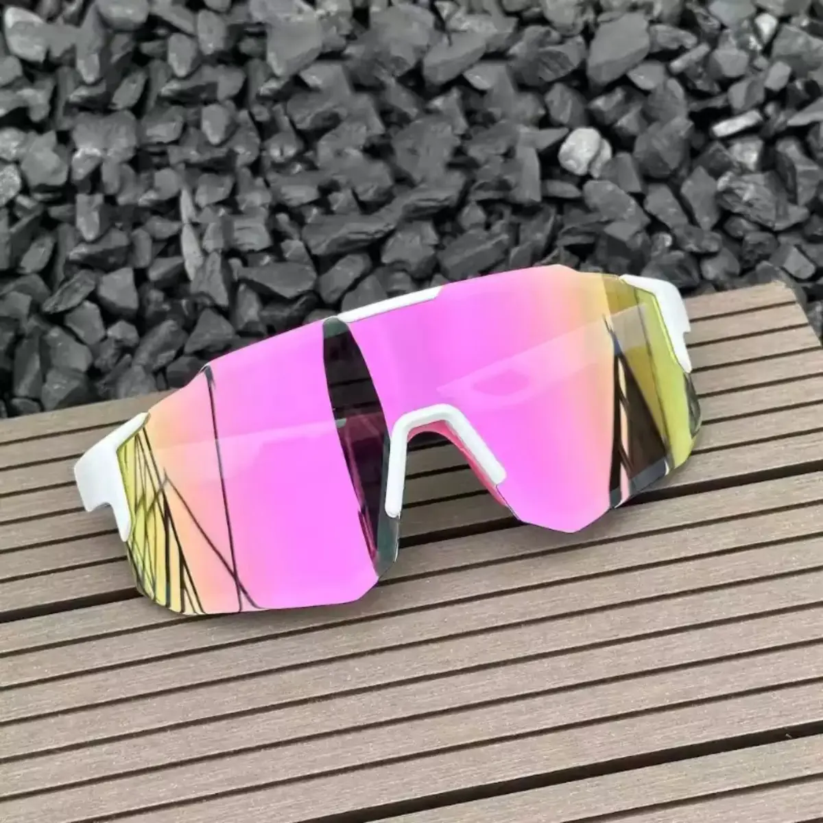 Sports UV400 Windproof Resin Wraparound Sunglasses - Large Frame Sports Eyewear for Outdoor Running, Hiking