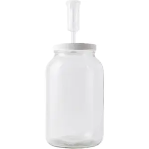 1 Gallon Mason Jar Wide Mouth & Twin Bubble Airlock for Fermentation, Pickling, Brewing & Dry Storage – BPA-Free One Gallon Glass Jar with Lid