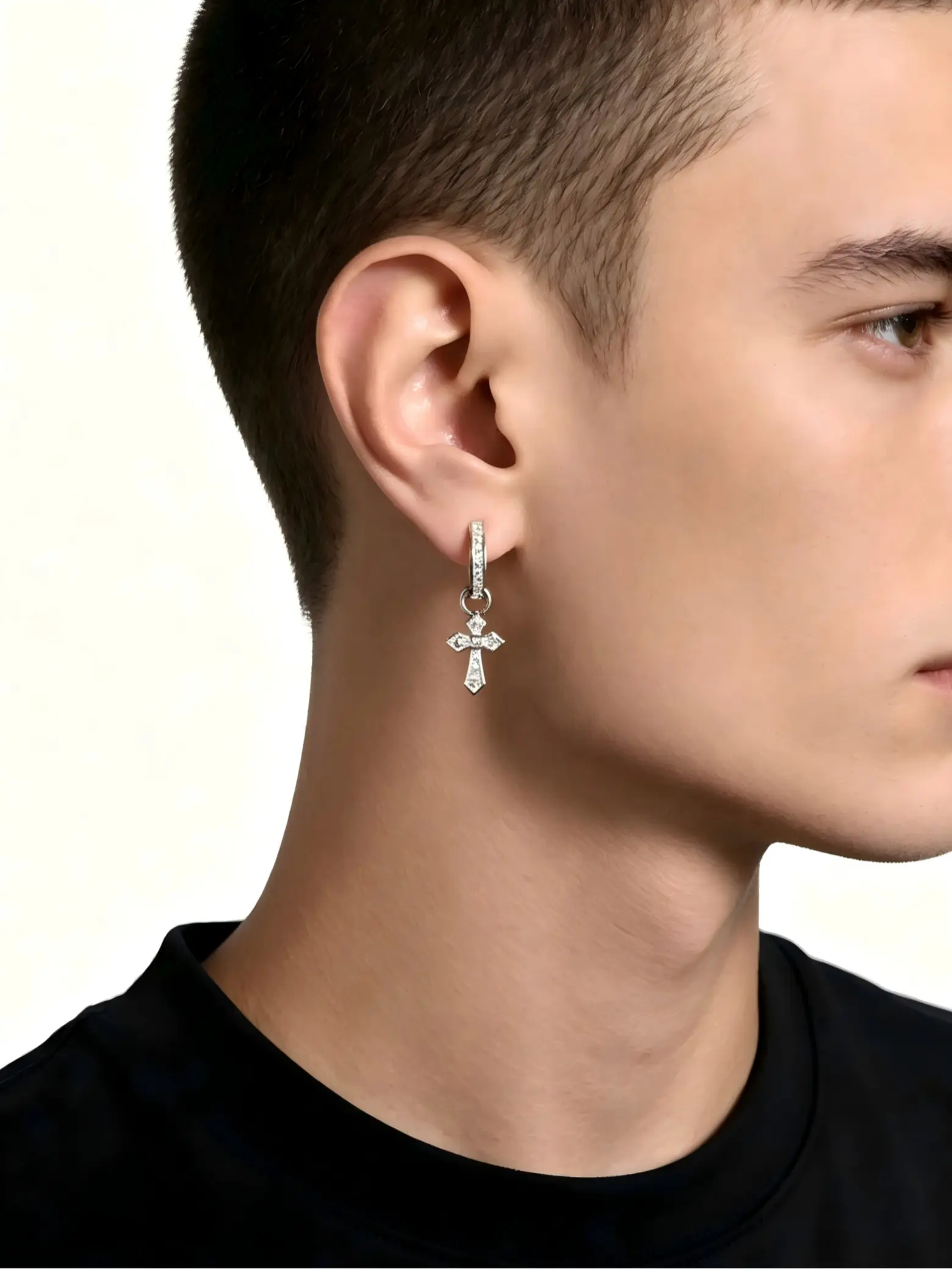 Zircon Cross Pendant Earrings, High Quality Earrings, Unisex Hip Hop Fashion Jewelry, Perfect for Daily and Special Occasions, Versatile Accessory, Ideal Gift