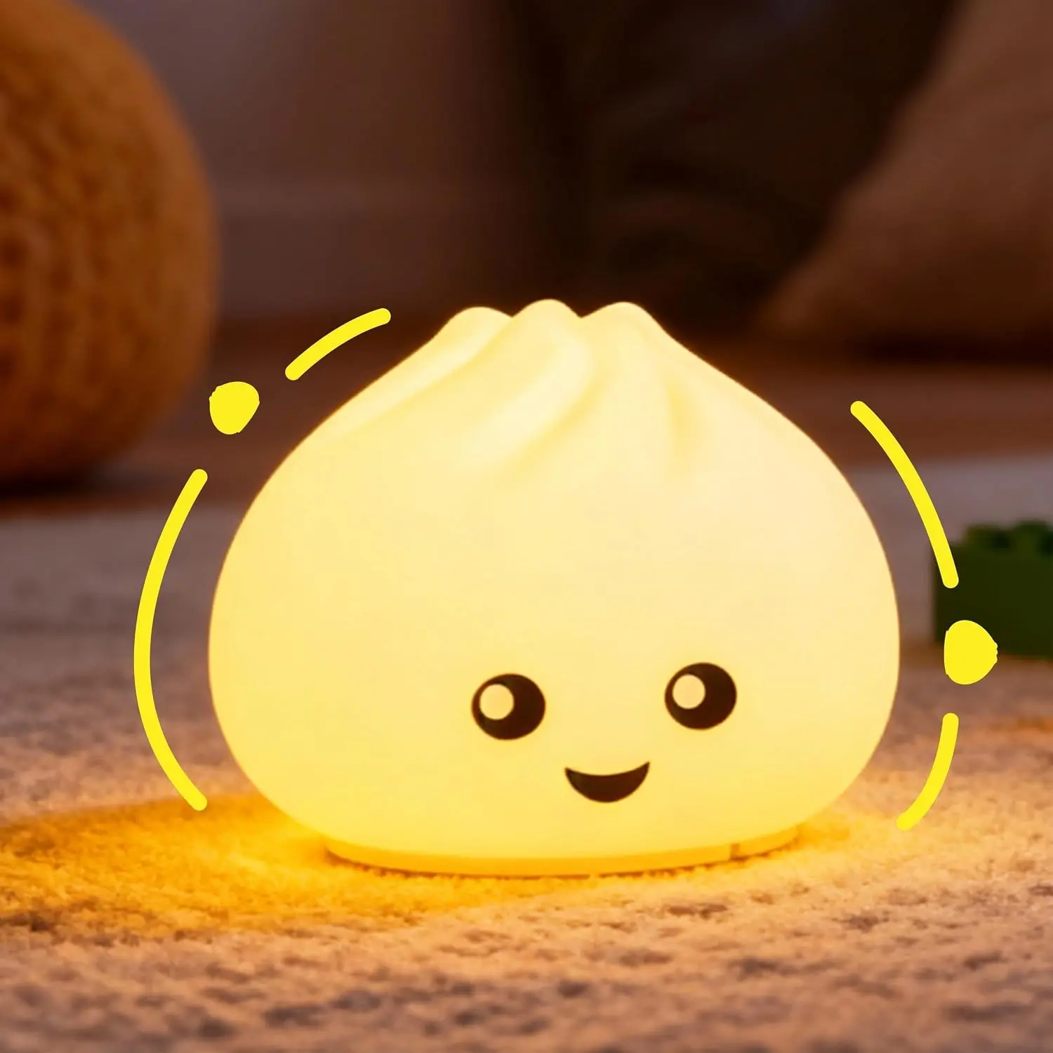 Dumpling Night Light - Soft Silicone Touch Lamp, Rechargeable 7 Color Changing LED Night Light, Cute Decorative Lamp for Nursery Bedroom, Gift for Girls and Boys