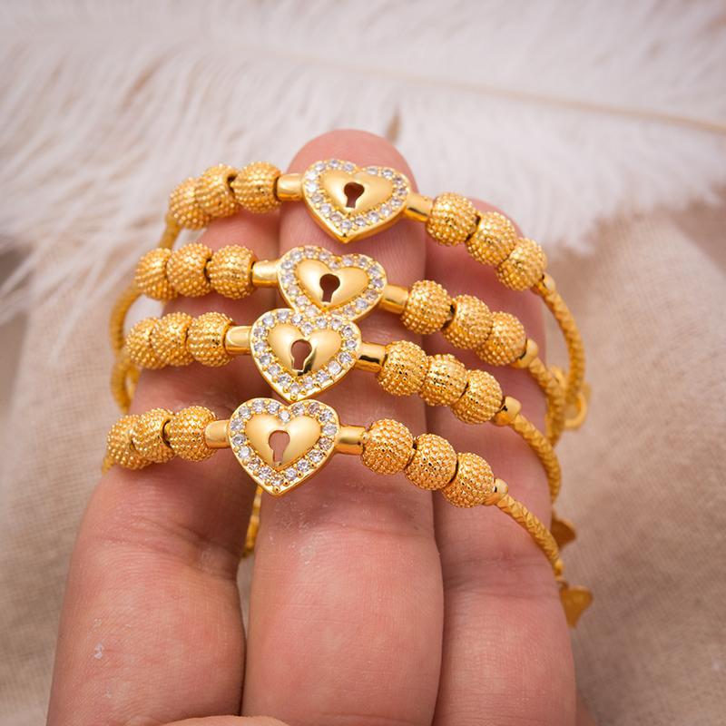 Annayoyo Baby Boys Bangles Gold Color Jewelry Bangles Ethiopian Child Girls  Dubai Bracelet Party wedding Gifts