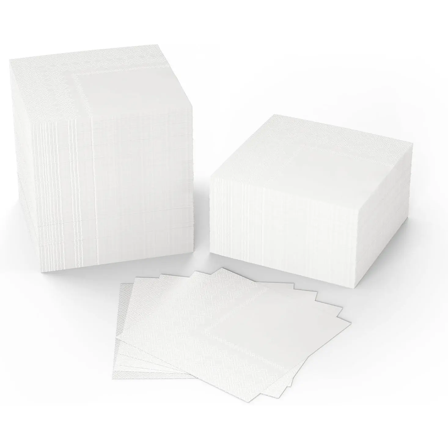 500 PCS Napkins 2 Ply 4.9" X 4.9" Plain White Beverage Napkins Disposable Four Fold Cocktails Paper Napkins folded