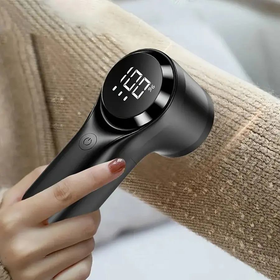 Portable Handheld Electric Lint Remover Tool, Lint Cleaner, Lint Shaver for Clothing, Rechargeable Household Fabric Shaver with Digital LED Display, 6-Blade Fuzz Remover for Clothes, Furniture, Sweaters and Sofas