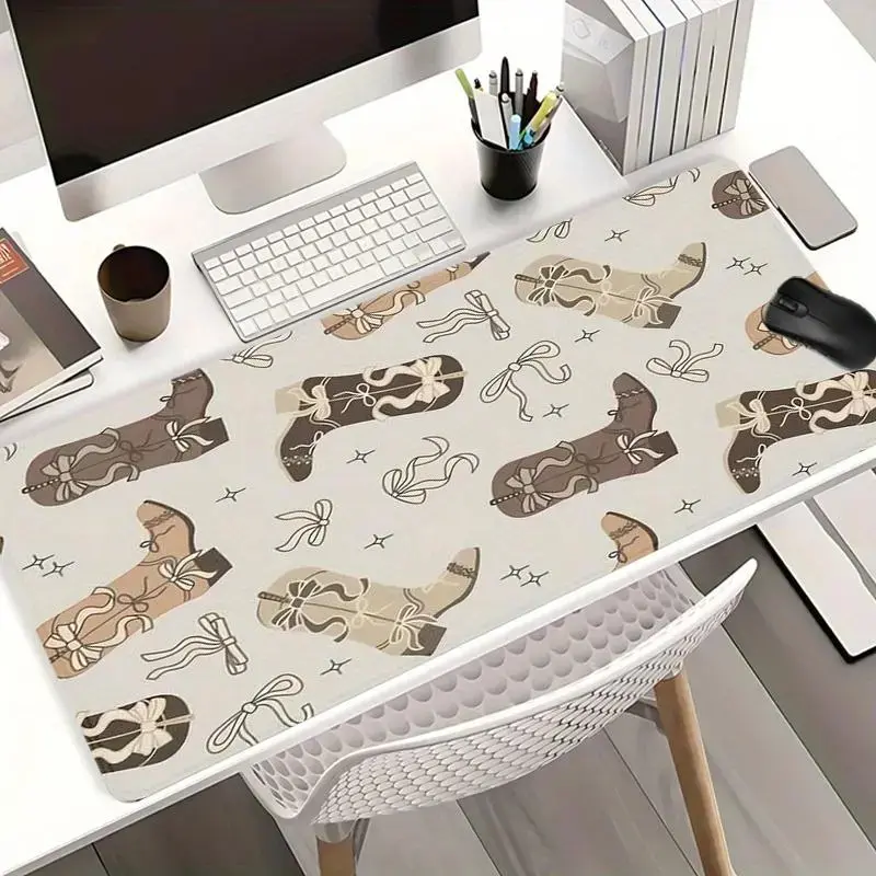 Western Cowboy Boots Pattern Mouse Pad, Rectangle Gaming Mouse Pad, Office Desk Keyboard Mat for Home Office Desk, Computer Desk Accessories, Desk Accessories Decor