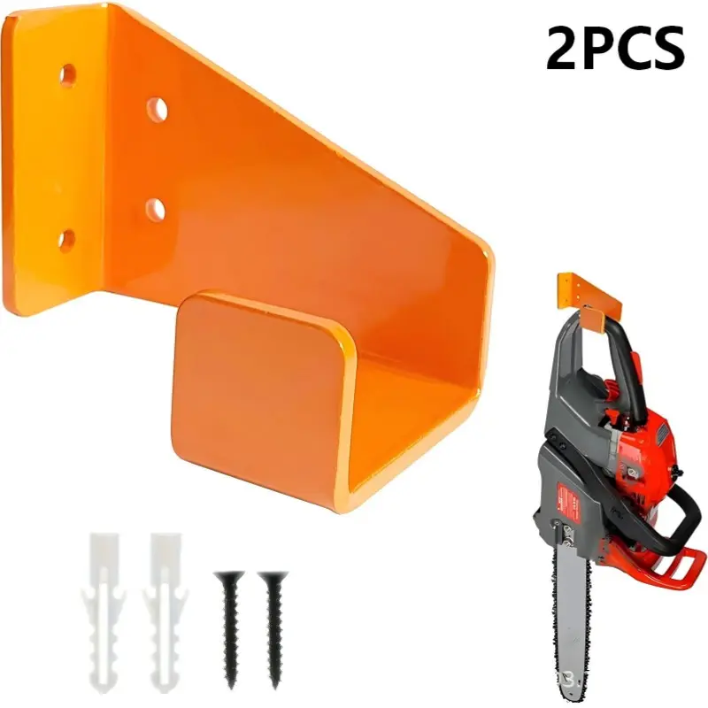 2-Piece Chainsaw Hook Heavy-Duty Chainsaw Rack Storage Mount, Wall-Mounted Chainsaw Holder with Anchor and Screw Kit, Garden Garage Use