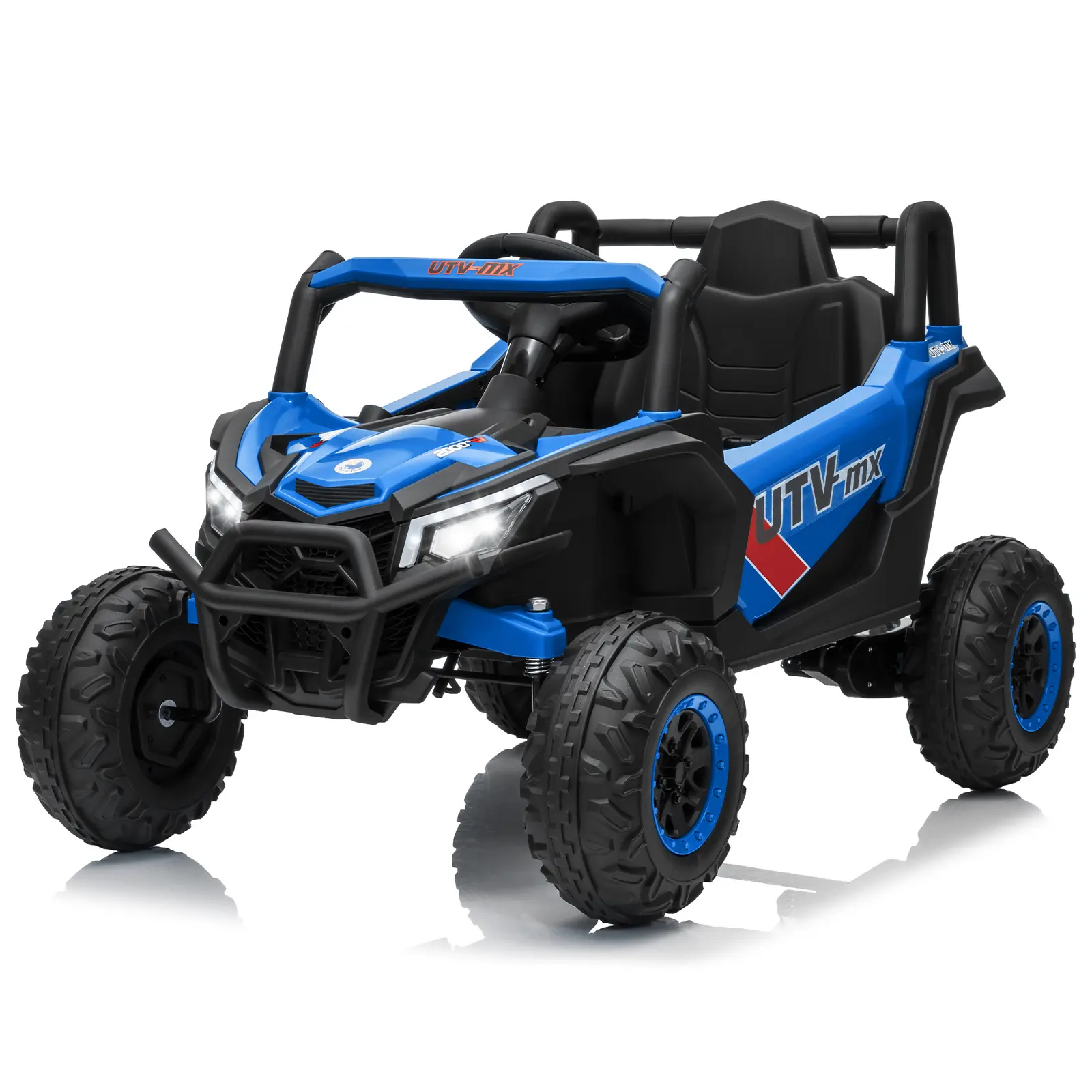 12V Kids Electric UTV Truck with 2WD/4WD Switch – Remote Control, 4 Spring Suspension, EVA Rubber Tires, Wireless Music, LED Lights, Safety Belt, Double Doors for Children 3-8