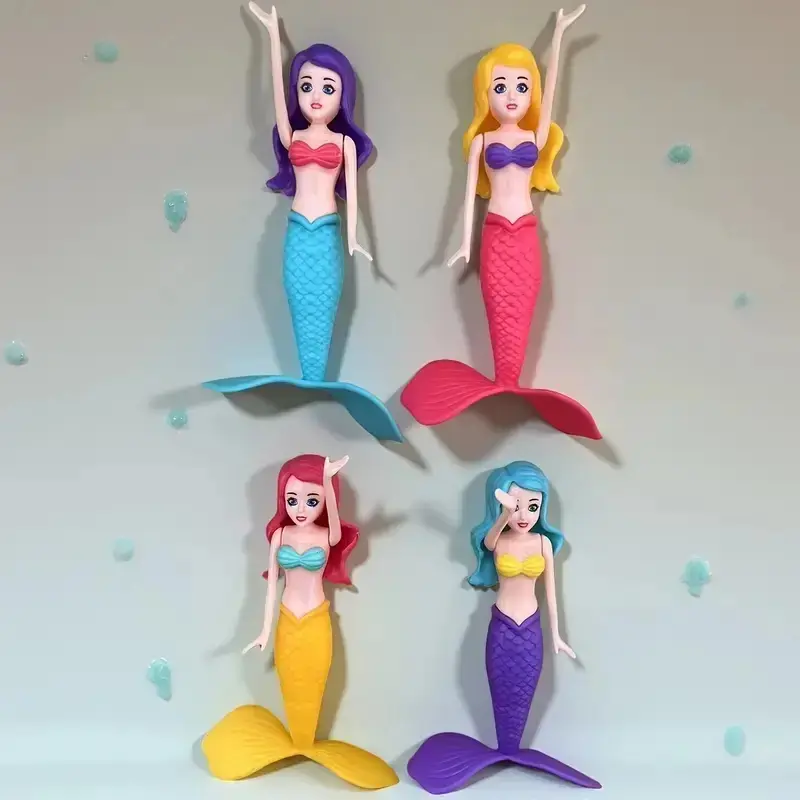4PCS Rotating Mermaid Dive Toys for Pool & Bath, Floating Underwater Mermaid Swimming Toys for Kids, Summer Beach Pool Party Game Favors, Cute Table Decor & Birthday Holiday Gift for Boys Girls