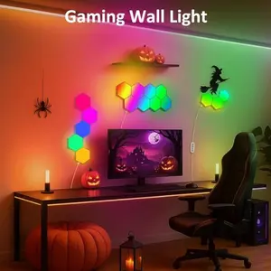 Hexagon Wall Light Panels (6 Pack)- Smart APP RGB Hexagonal LED Modular Lights with Remote Control,Music Sync Features for Gaming Rooms,Living Rooms, Bedrooms, DIY Enthusiasts and Gift Options