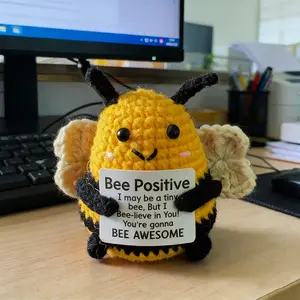 Handmade Crochet Bee Doll Ornament, Unique Handcrafted Decorative Piece, Perfect for Home Decoration, 1pcs Manual Crafted Bee Figurine