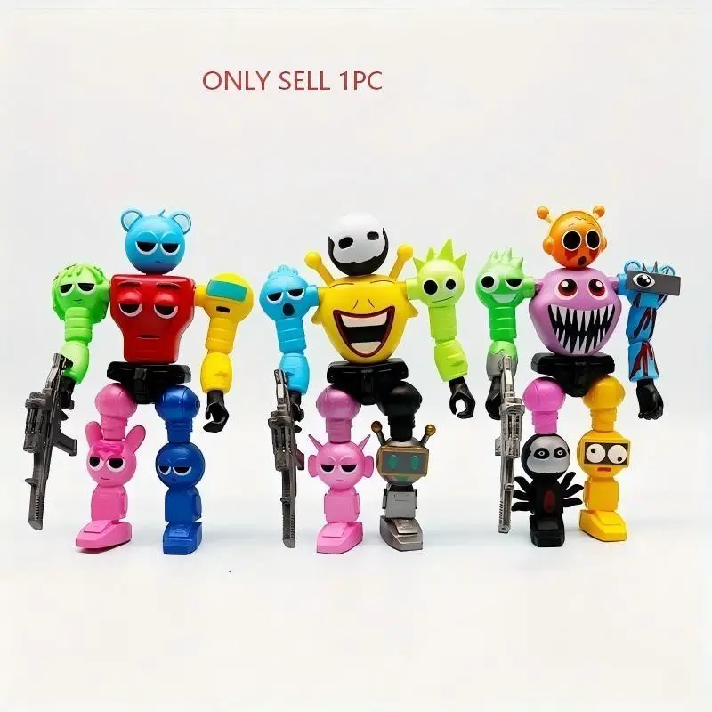 6.69-Inch Sprunki Robot Model, Flexible Joints, Poseable PVC Ornament, Perfect Home Gift, Ideal for Fans of Unique Character Collectibles