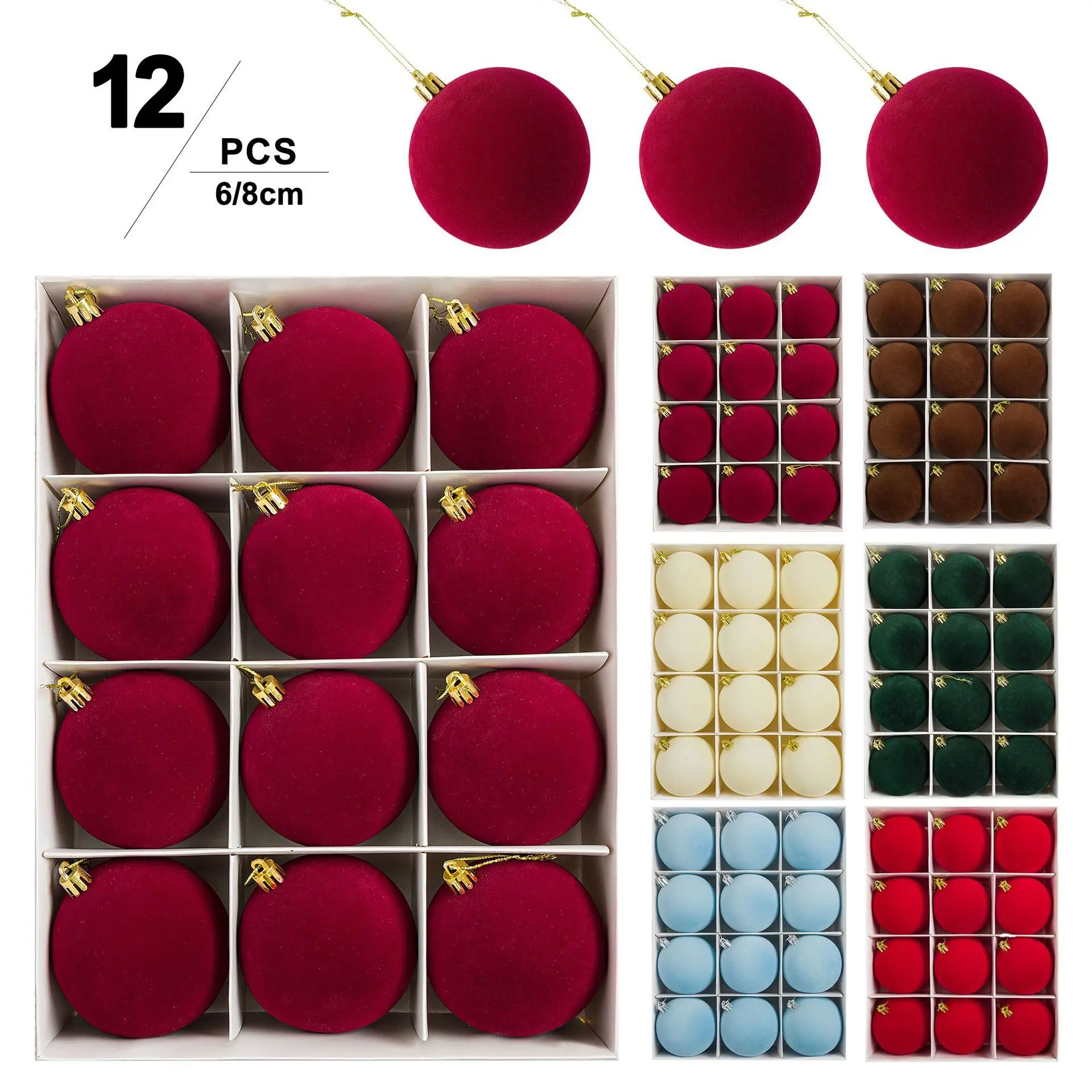 12-Pack Christmas Party Decorations, Felt Ball Hanging Ornaments, Holiday Gifts for Home & Garden, Festive Seasonal Decor