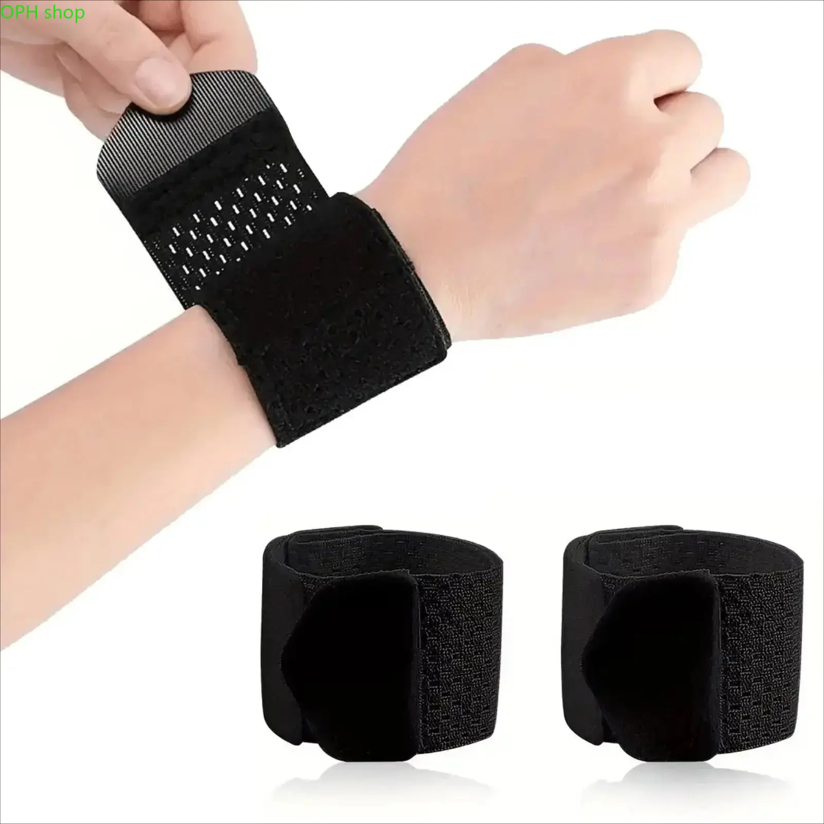 Adults' Polyester Sports Wrist Support Straps - 2-Pack Adjustable Strap, Breathable Wrist Brace for Carpal Tunnel Pain Relief, Hand Wash Compatible