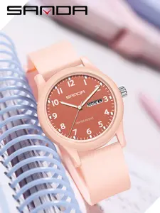 Sanda 3263 Lightweight Medical Nurse Watch, Unisex Silent Waterproof Dual Calendar Silicone Wristwatch, Quartz Clock for Students and Commuters