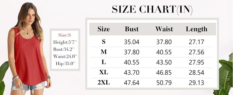 WIHOLL Womens Tank Tops Sleeveless Eyelet Embroidery Scoop Neck Loose Fit Casual Summer Flowy #Springtok Outdoorfun Floral