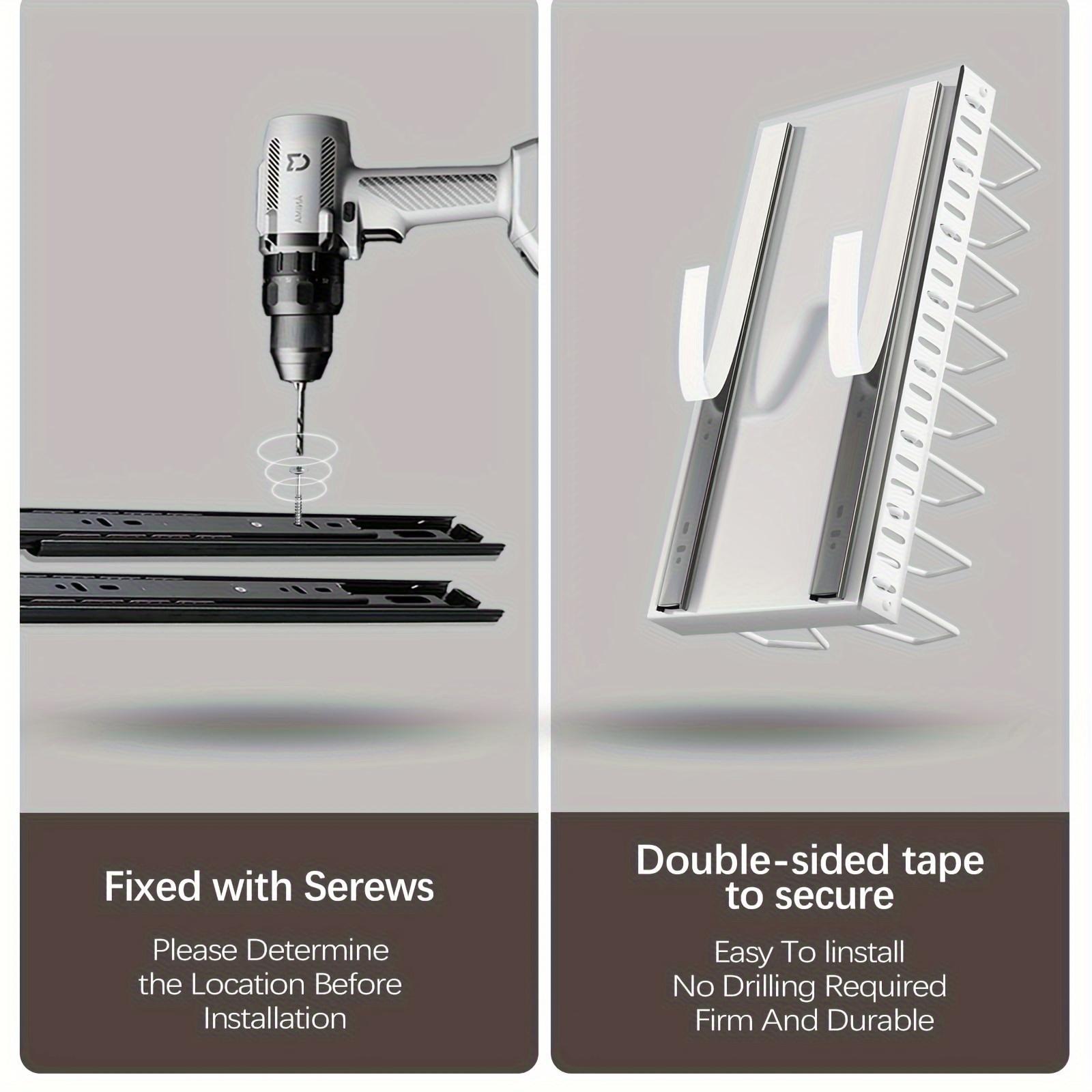 Cookware and Frying Pan Storage Rack with Sliding Lid Box, Suitable for Under Cabinet Use, Adjustable Divider Plate Lid Holder Designed for Kitchen Cabinets and Baking Utensils