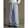 Men's High-Cotton Vertical Striped Baggy Wide-Leg Pants - Elastic Contrast Drawstring Waist, Lightweight Breathable Wrinkle-Free Side Pockets, Office Summer Vacation Daily Mens Clothing