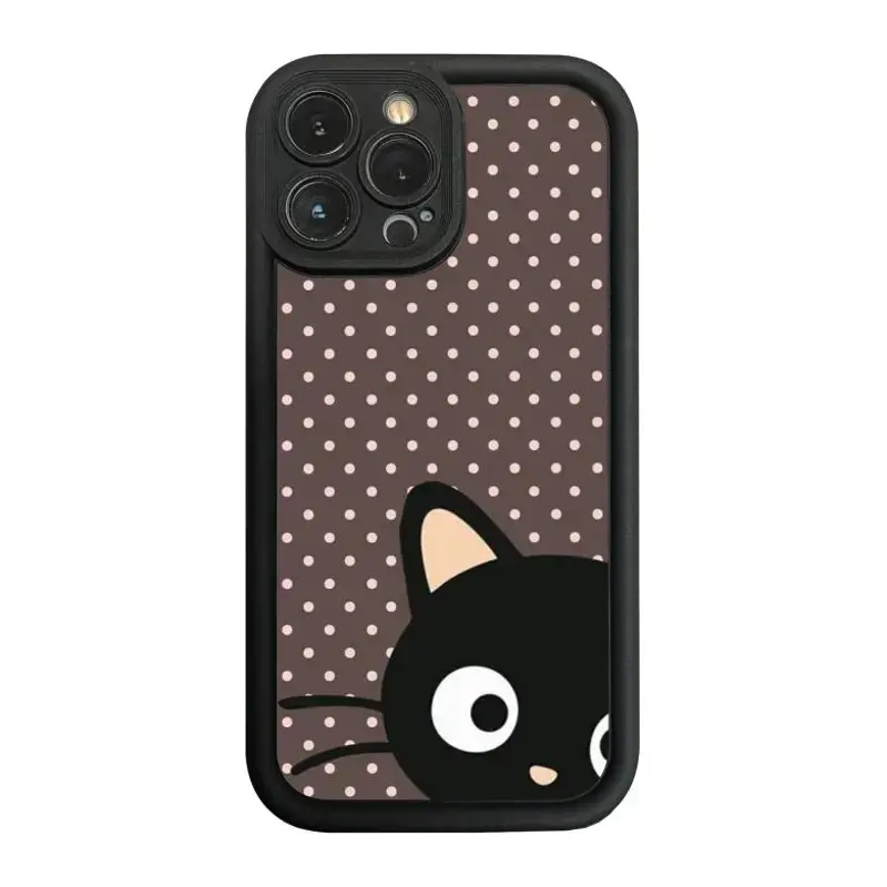 Kawaii Chococat Pattern Dual-Layer Phone Case for iPhone 11-18 Series Devices, Soft-Touch Silicone TPU Casing, Shockproof, Drop-Proof, Rubberized Grip, Responsive Buttons, Camera Cover Protector, Cute Mobile Accessory for Cat Enthusiasts