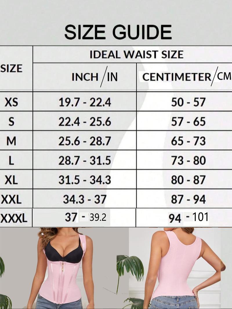 Women's Solid Zip Up Waist Trainer, Hook-and-Eye Design Breathable Comfortable Waist Cincher, High Waist Shapewear, Tummy Control Shapewear for Women