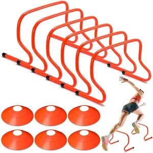 6 Sets 12" Speed Agility  Hurdles for Athletes Soccer  Hurdles Agility  Equipment with Marker Cone Adjustable  Hurdle Plyometric Hurdles for Basketball
