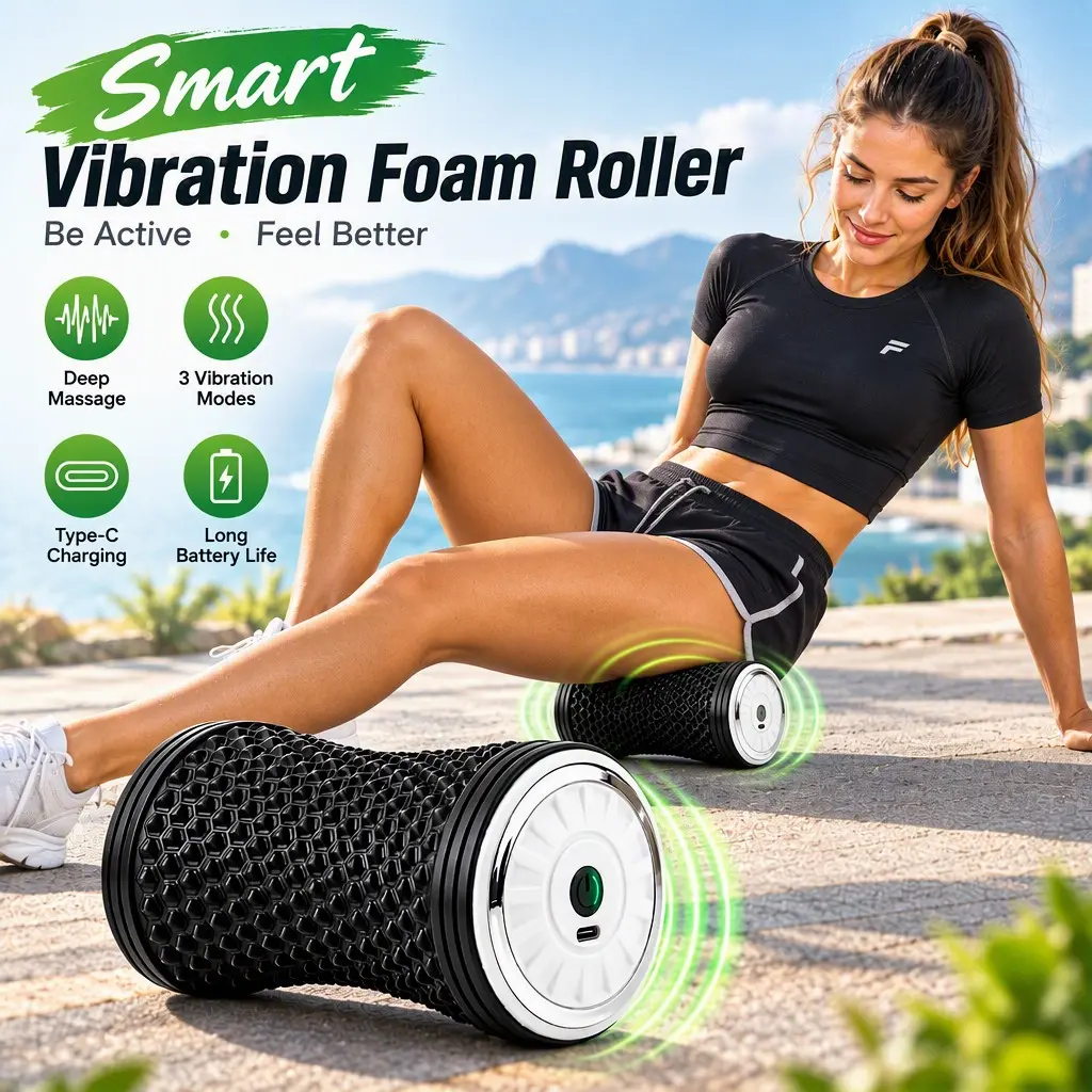 Multifunctional Massage Roller/vibration Ball, Portable Neck, Back, Foot Trainer, Muscle & Fascia Relief Tool, Easy to Carry
