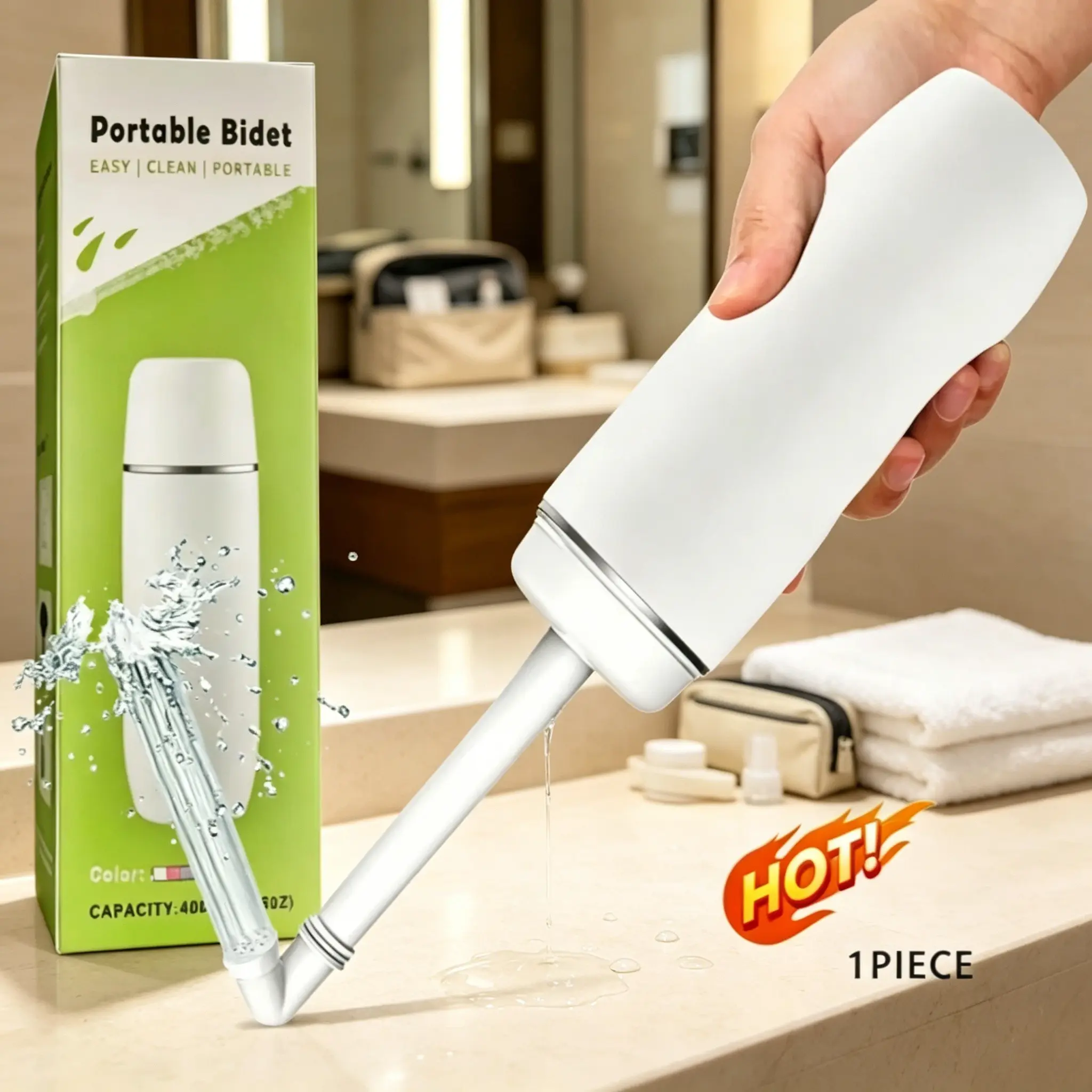 400ml Portable Handheld Travel Bidet Bottle, Retractable Bendable Nozzle Leakproof Personal Hygiene Cleansing Sprayer, Toilet Bidet Sprayer, Compact Reusable Wash Tool for Pregnant Women, Postpartum Mothers, Campers & Travel Enthusiasts
