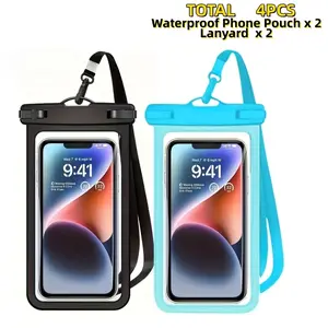 4-Piece Set [2 Waterproof Phone Pouches with 2 Lanyards] – Universal Waterproof Phone Pouch – Waterproof Phone Case Compatible with iPhone 17, 16, 15, 14, 13, 12, 11 Pro Max, XS, Plus, and Galaxy Phones Up to 7.0 Inches – Waterproof Phone Dry Bag