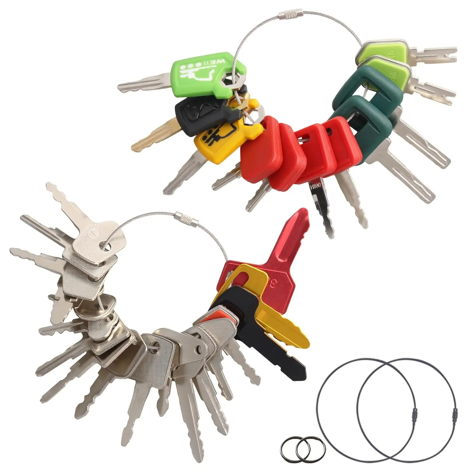 Equipment Keys Set, 29 Construction Machine Ignition Key for Cat Komatsu Volvo Bobcat Kubota JCB Case New Holland Hyster Yanmar Takeuchi