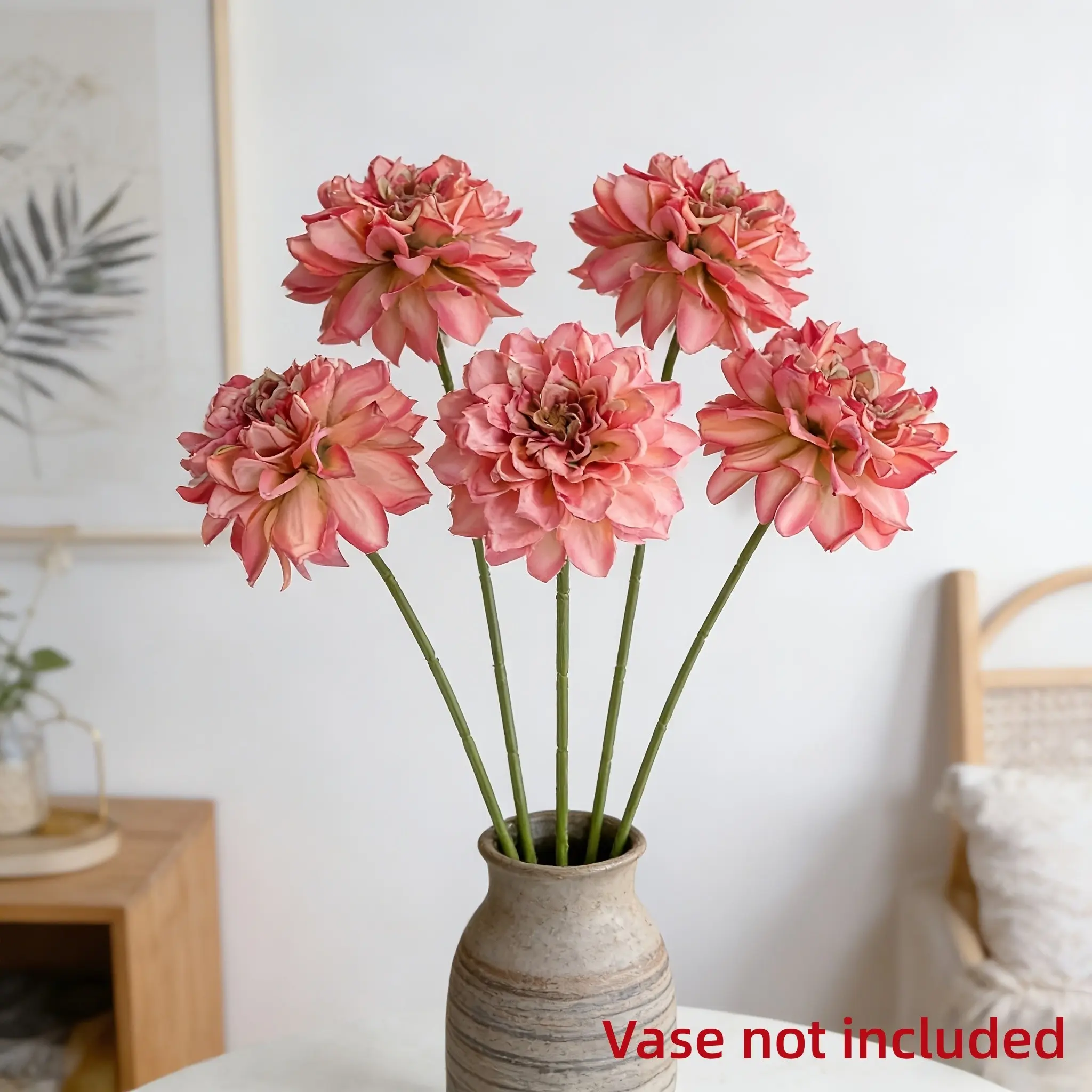 5-Piece Set of Elegant Artificial Dahlias, Lilies, and Roses with Gradient-Colored Petals and Atmospheric Hues. These high-end decorative flowers are perfect for home decor in living rooms, bedrooms, and home offices, as well as for wedding decorations