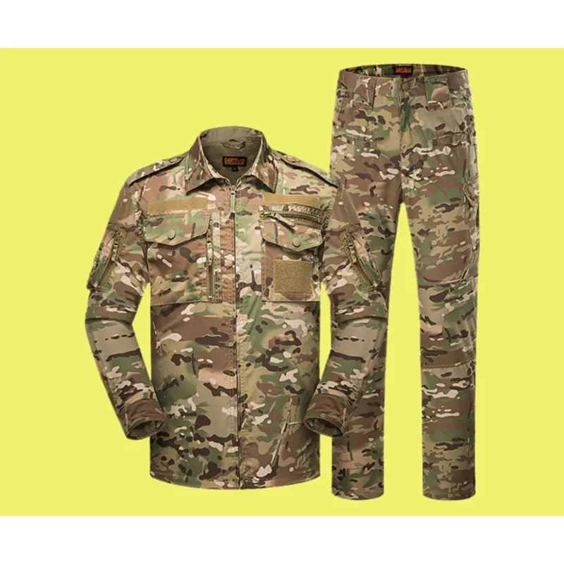 Men's Tactical Suit in Black Camouflage, Long Sleeve Thick Fabric Training Uniform with Multiple Pockets for Outdoor Workwear, Menswear, Vests, Classic, Breathable