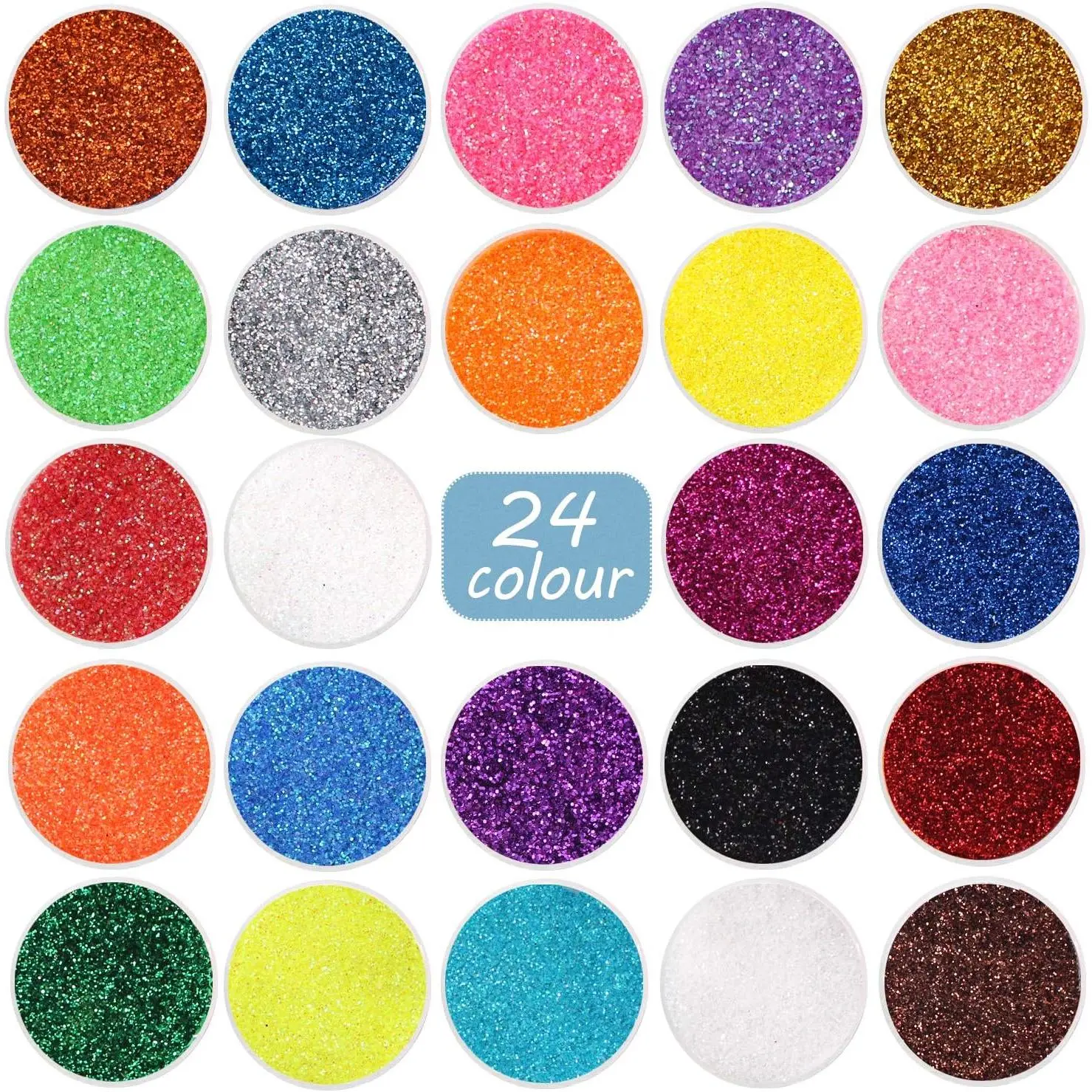 Chunky Holographic Glitter Pigment, 24 Color Shift Rainbow Set for Glitter Nails, Body & Face, Cosmetic Grade Powder for Crafts & Art, 5.5 oz, Color Shift Nail Art Glitters, Hexagon Shape