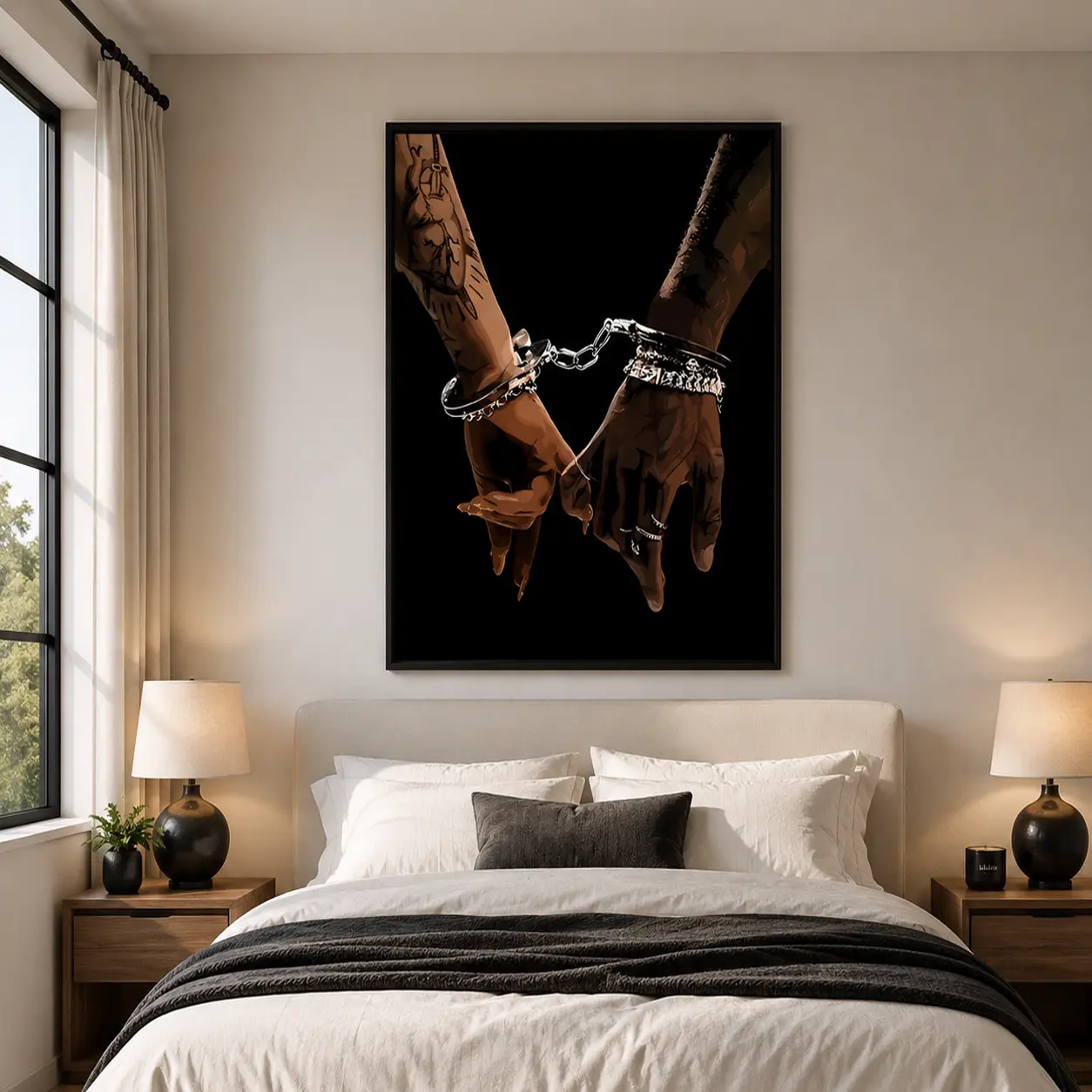 2D 1PC Metal Frame Painting, Romantic African American Couple, Happy Valentine's Day, Suitable for Home Decoration, Festive Occasions and Gifts for Him or Her, Suitable for Living Room and Bedroom