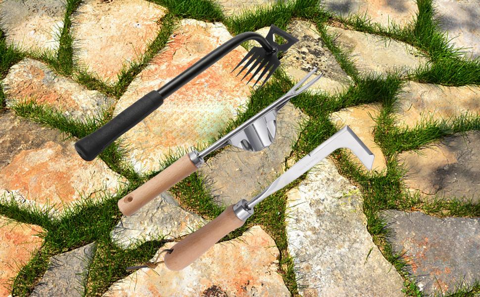Hand Weeder Tools, 6 Teeth Uprooting Tool Multifunctional Manual Hand Weeder for Lawn, Crack Weeder Crevice Tool, 3 PCS