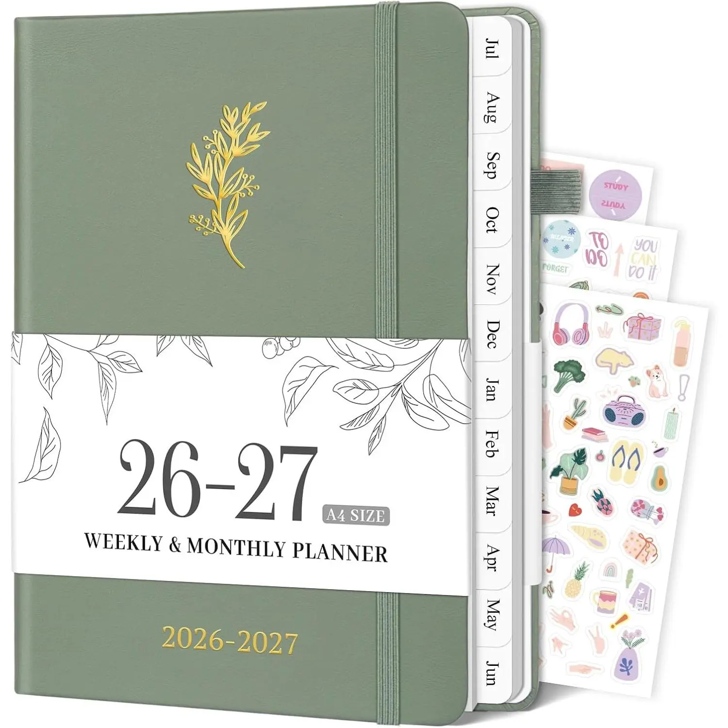 2026-2027 Planner, Weekly & Monthly Calendar with Tabs, 8.5"x11" | Jul 2026-Jun 2027 Academic Year, A4 Large Hardcover Calendar Agenda with Date for School & Office Schedule, Sage Green