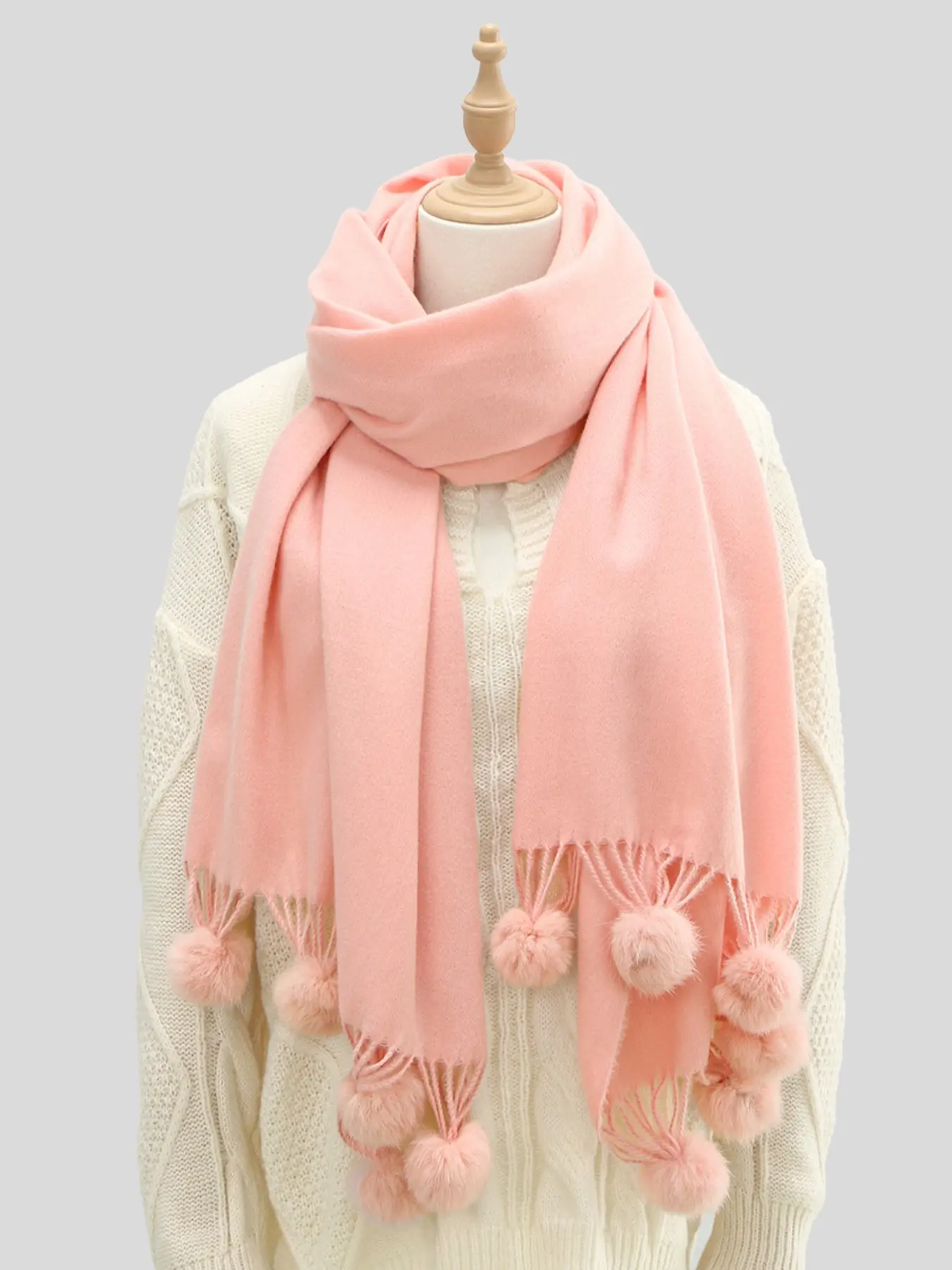 Autumn Winter Faux Fur Solid Color Scarf Women Warm Thick Street Fashion Shawl Long Wrap, Cozy Accessory for Cold Weather