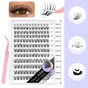Self Adhesive Eyelashes, 144 Pcs Self Adhesive EyelashClusters, No Glue Needed, Invisible Band Lash Clusters -Longer Lasting, No Sticky Residue Pre Glued Eyelashes(Natural-Invisible Band)