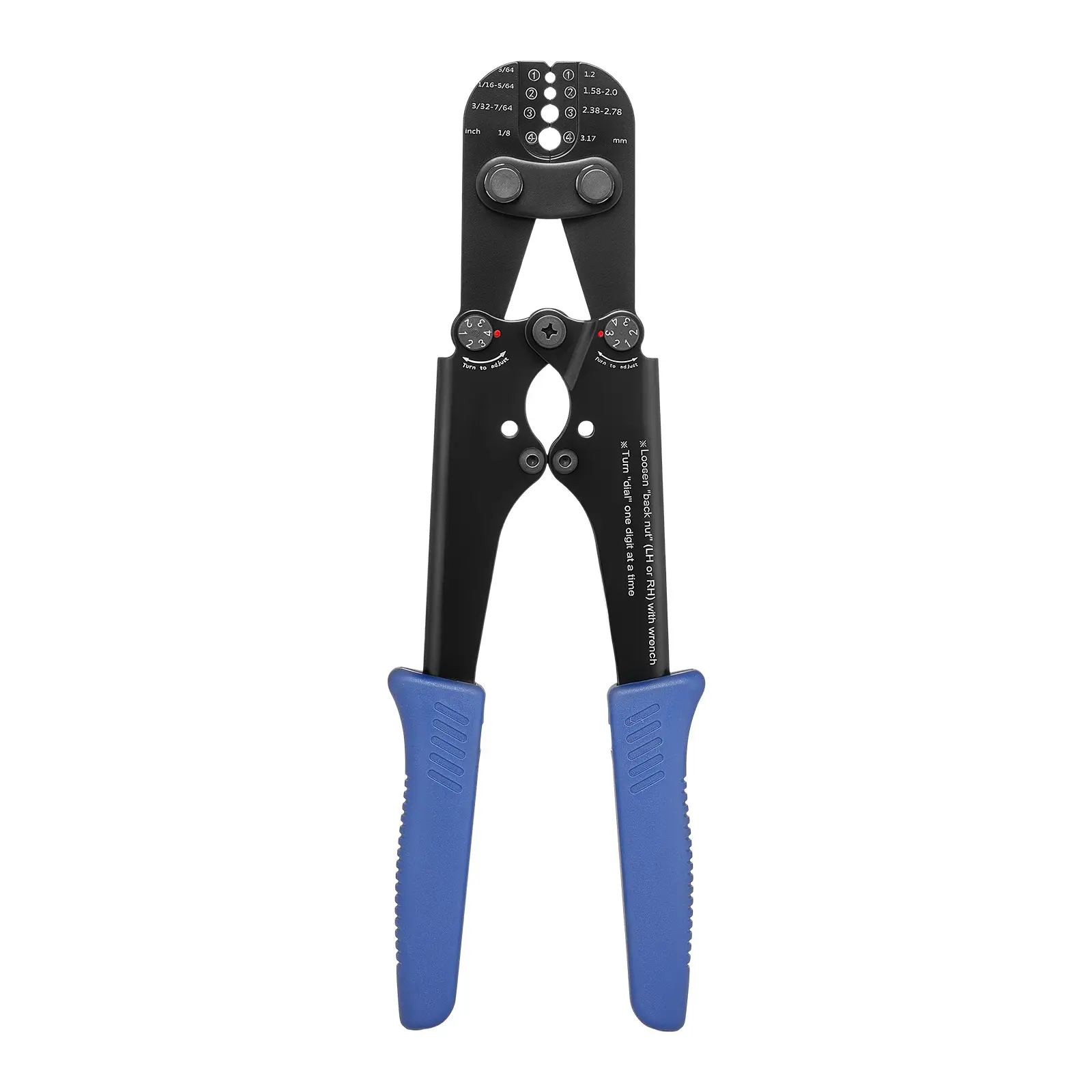 Crimping Tool, 3/64" - 1/8" Steel Wire Rope Crimper, with Clear Metric and Imperial Markings, Adjustable Force, Crimp Pliers for Aluminum Oval and Dual Sleeves, and Annealed Copper Sleeves