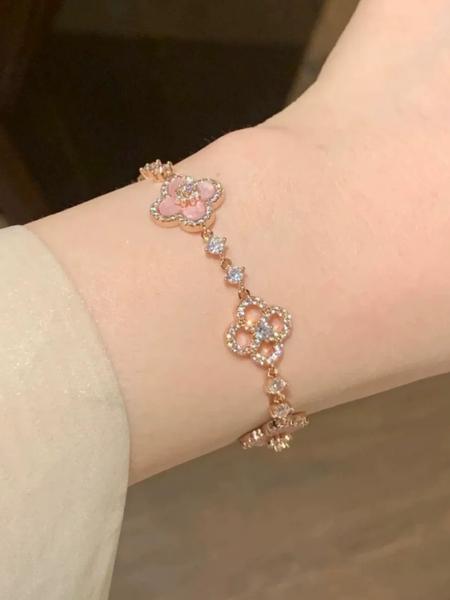 Adjustable Rose Quartz Bracelet, Skin-Friendly Design, Waterproof Silver Color Rose, Fast Free Dhl Shipping