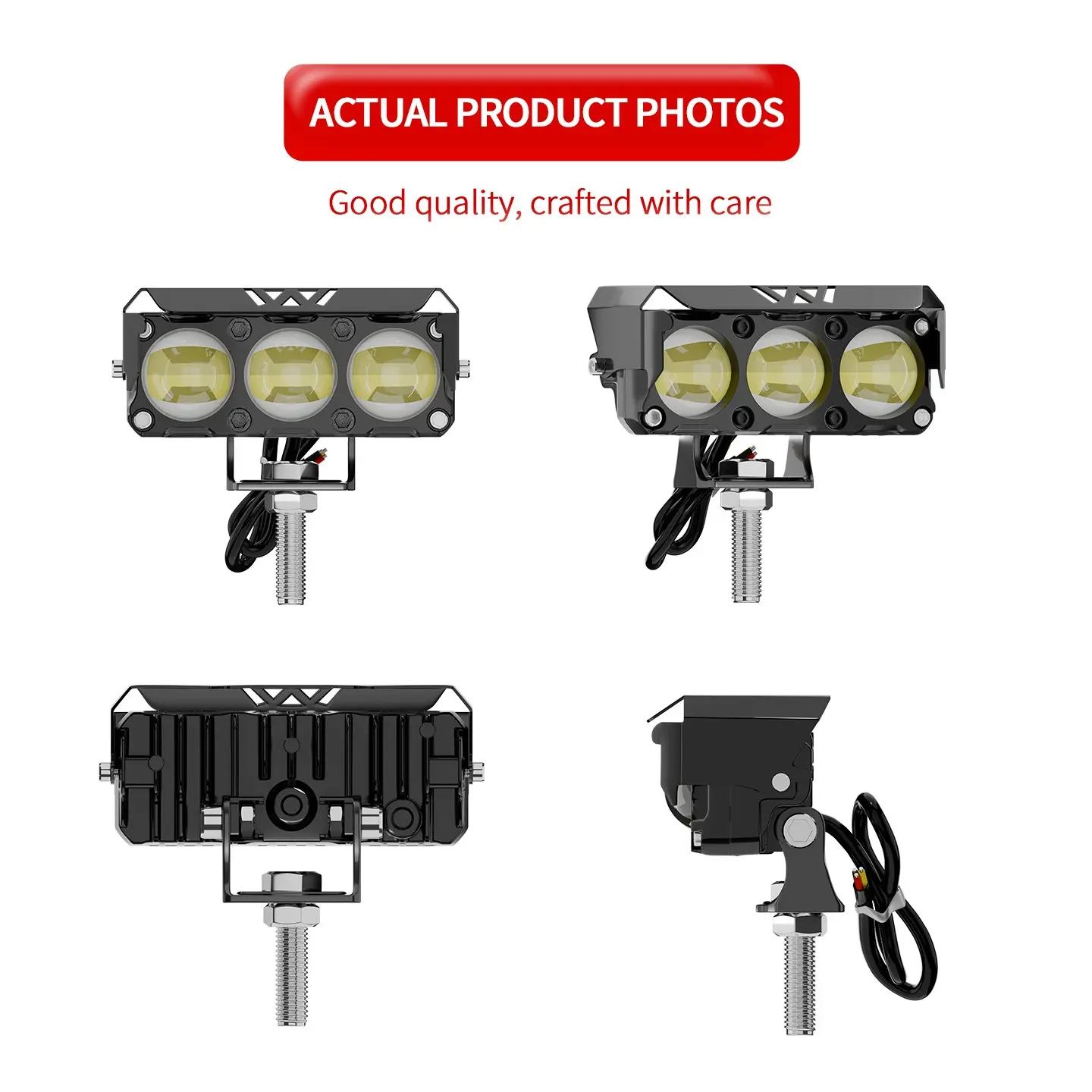 New 3-bead lens headlight for motorcycles. LED modified headlights for motorcycles. Dual-color ultra-bright high/low beam off-road modified lights. 12V, 24V, 36V voltage auxiliary lights. Suitable for vehicle, truck, SUV,  off-road vehicle driving lightin