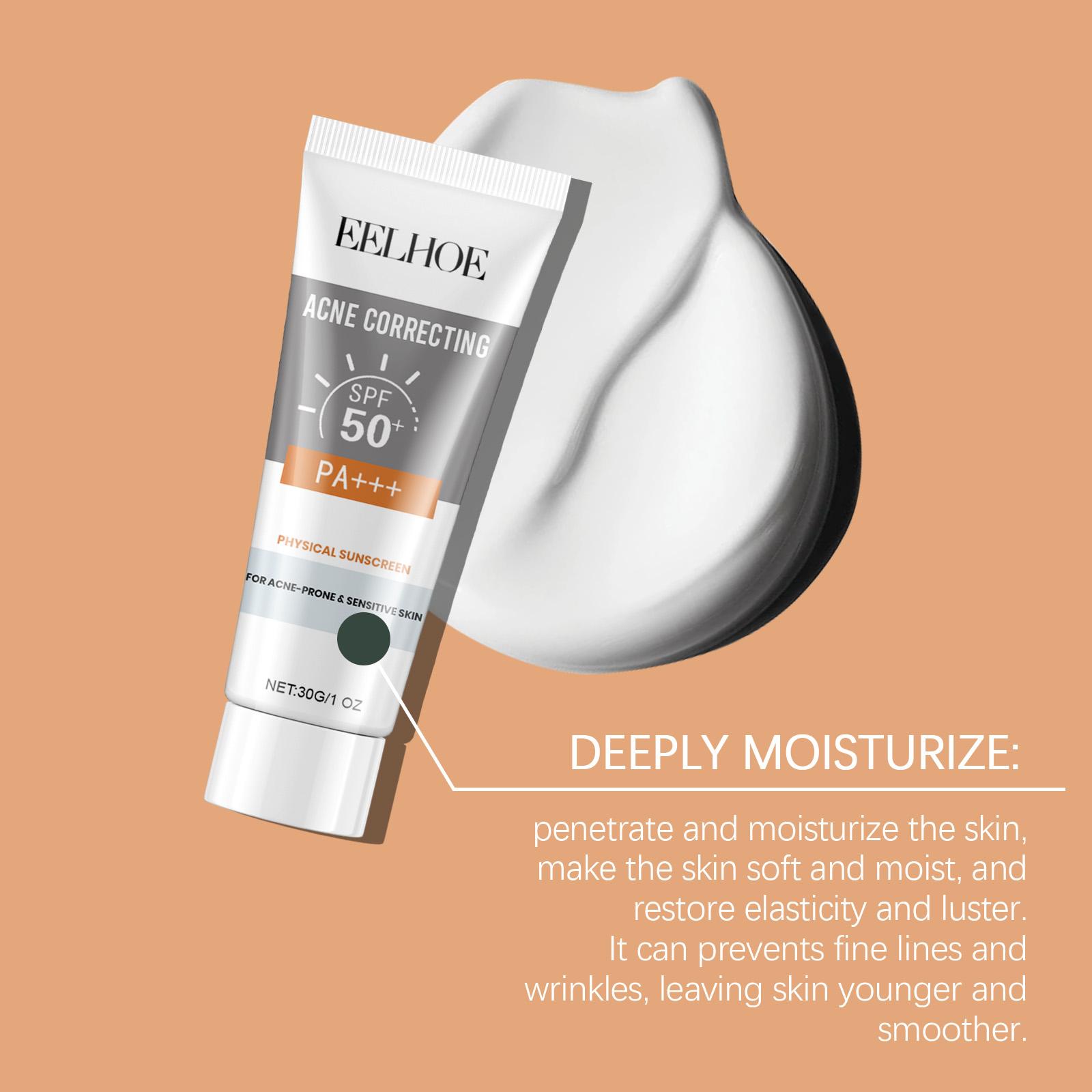 EELHOE Physical Sunscreen SPF 50, Daily Face Sunscreen for Anti-Aging & Deep Hydration, Non-Greasy Lightweight UV Protection, Vitamin E Moisturizing Lotion for All Skin Types